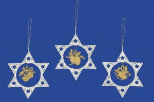3er set weihnachtsanhänger stern mit kugeln zapfen glocken