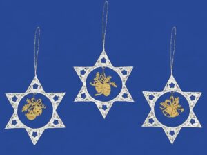 3er set weihnachtsanhänger stern mit kugeln zapfen glocken