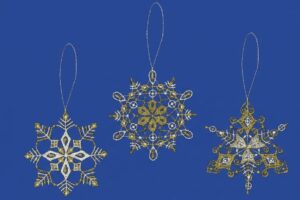 3er set anhänger schneekristalle gold oder silber