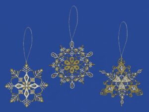 3er set anhänger schneekristalle gold oder silber