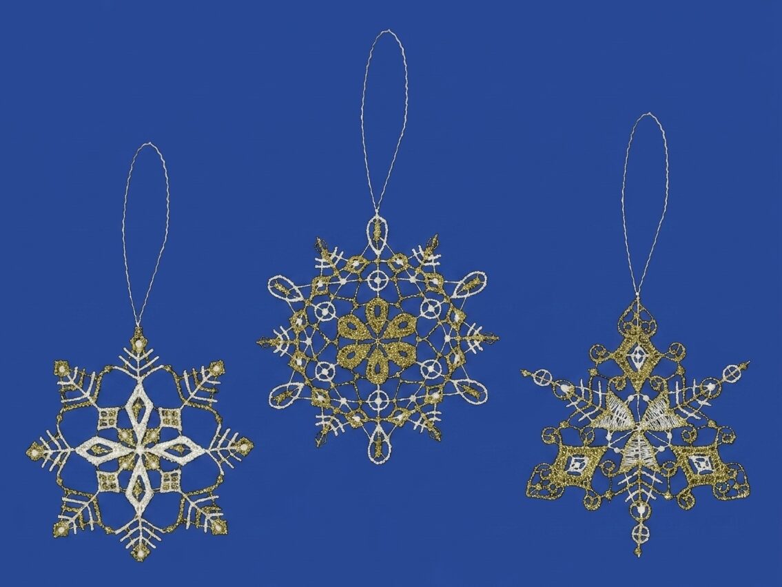 3er set anhänger schneekristalle gold oder silber