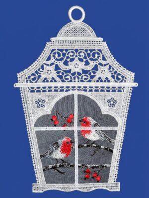 plauener spitze fensterbild laternenrahmen vögel