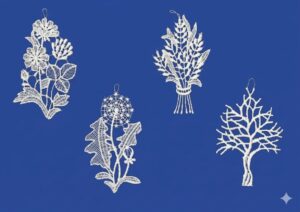 plauener spitze anhänger set vier jahreszeiten – 4er, 9 cm