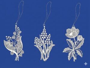 plauener spitze frühblüher anhänger set – 3er, 10 cm