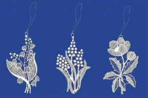 plauener spitze frühblüher anhänger set – 3er, 10 cm