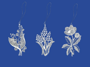 plauener spitze frühblüher anhänger set – 3er, 10 cm