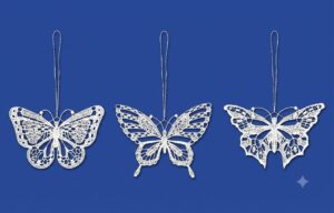 plauener spitze schmetterling anhänger 3er set