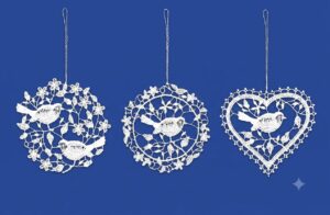 plauener spitze vogel anhänger 3er set, 8 cm