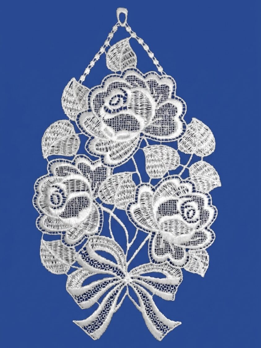plauener spitze fensterbild rosenbouquet