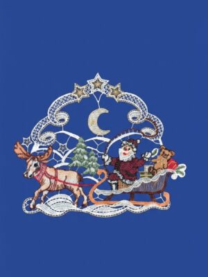 plauener spitze fensterbild weihnachtsmannschlitten bunt