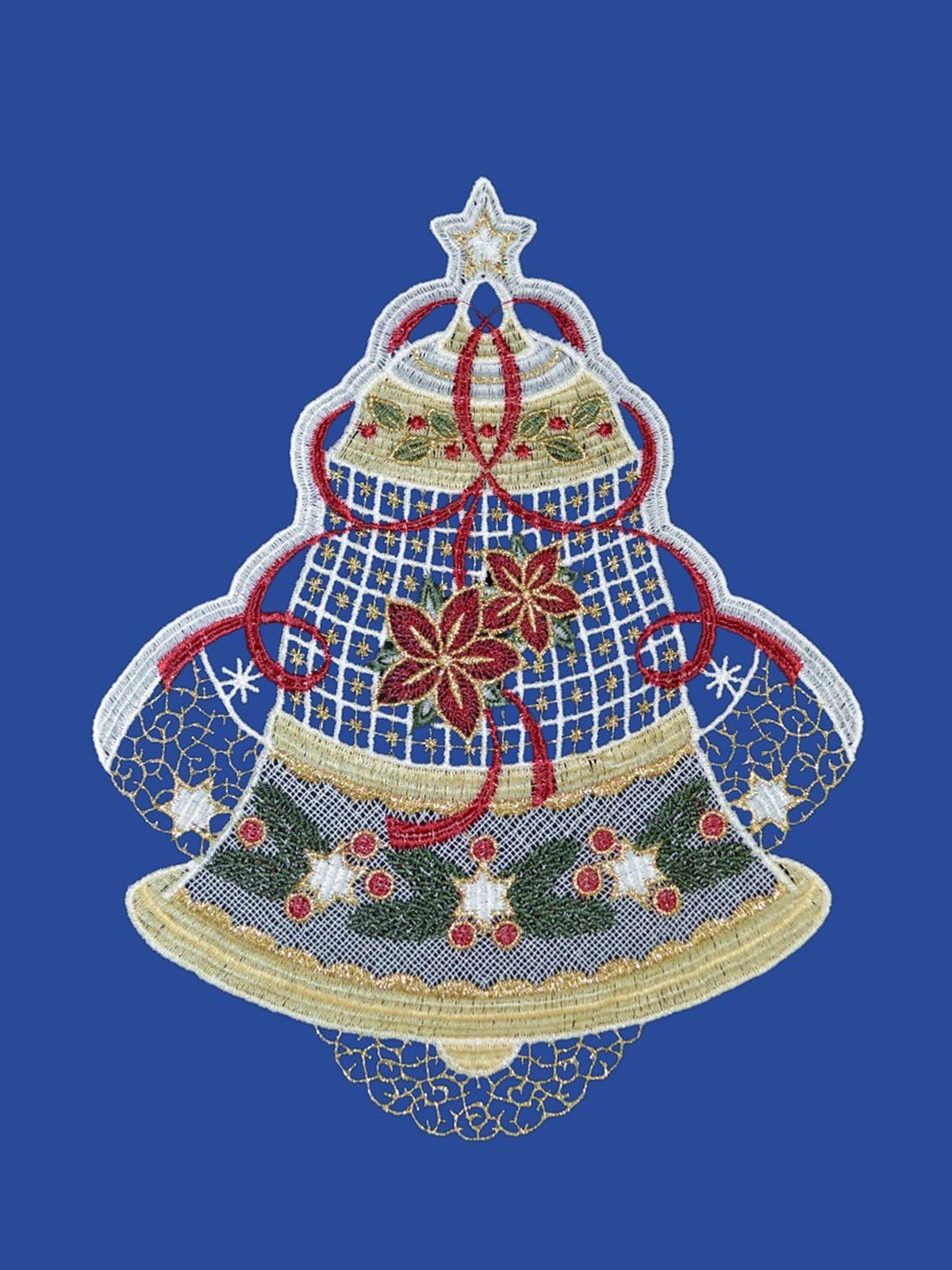 plauener spitze fensterbild weihnachtsglocke