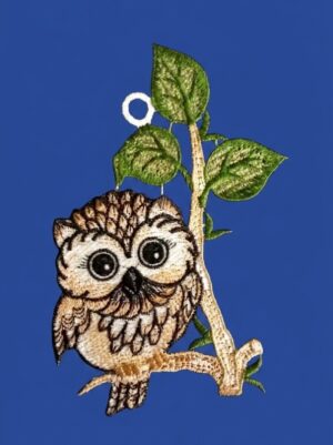 plauener spitze fensterbild eule auf ast