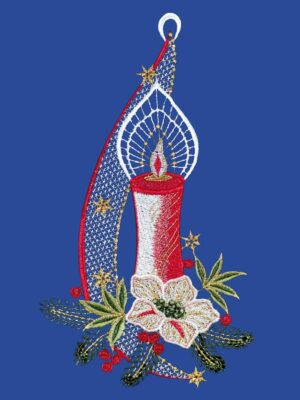 plauener spitze fensterbild kerze & christrose