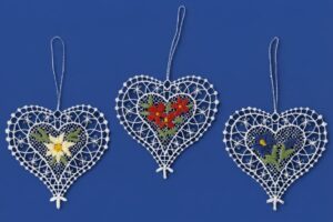 plauener spitze 3er set anhänger alpenblumen