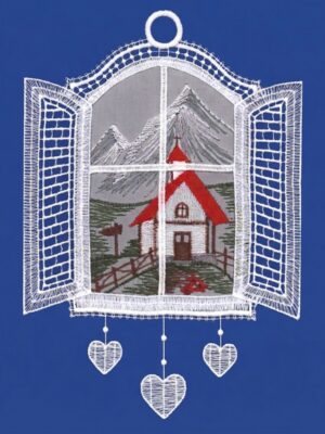 plauener spitze fensterbild fensterrahmen mit kapelle