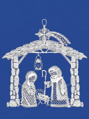 plauener spitze fensterbild krippe mit heiliger familie