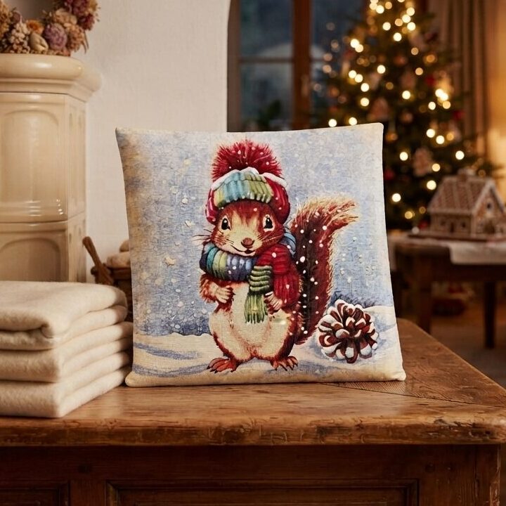 kissenhülle eichhörnchen im schnee – gobelin