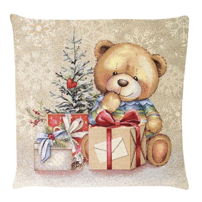 kissenhülle teddy mit paket – gobelin