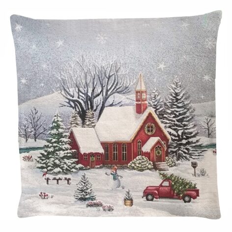 kissenhülle winterkirche mit auto – gobelin