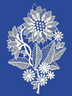 plauener spitze fensterbild sonnenblume